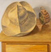 ‡ PHILIP NICOL (b.1953) oil on canvas - entitled verso, 'Hat'