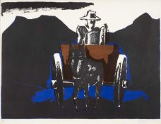 ‡ JOSEF HERMAN OBE RA (1911-2000) limited edition (15/70) lithograph - figure with horse and cart
