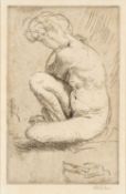 ‡ AUGUSTUS EDWIN JOHN RA (1878-1961) etching - 'Nude Girl Seated with One Knee Raised'