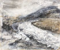 ‡ IAN 'H' WATKINS (b.1976) acrylic and gesso on plywood - 'View from Cadair Ifan Goch'