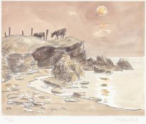 ‡ SIR KYFFIN WILLIAMS RA (1918-2006) limited edition (157/750) lithograph - Cattle Porth Cwyfan