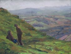 ‡ KEVIN SINNOTT (b.1947) oil on linen - entitled verso, 'Proposing'