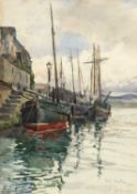MARY McCROSSAN (1865-1934) watercolour - entitled 'Port St Mary, 1896', signed, 35 x 25cms
