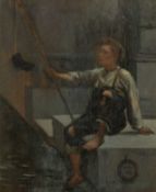 DOROTHY TENNANT, LADY STANLEY (1855-1926) oil on panel - 'A Young Angler', signed and dated 1824