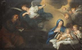 18TH CENTURY ROMAN SCHOOL exceptionally large oil on canvas - St Joseph's Dream, 148 x 238cms