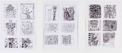 ‡ ALAN DAVIE C.B.E. R.A. H.R.S.W. (Scottish, 1920-2014) pen and ink on paper - three abstract