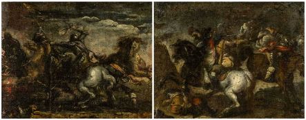 MANNER OF ABRAHAM COOPER RA (1787-1868) oil on canvas - English Civil War skirmish on horseback