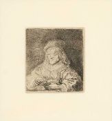AFTER REMBRANDT VAN RIJN (Dutch, 1606-1669) etching - The Card Player, later state from the plate