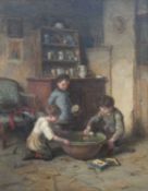 PIERRE ÉDOUARD FRÈRE (French, 1819-1886) oil on panel - New Toys & Dairy Bowl, children playing