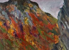 GWILYM PRICHARD mixed media - Eryri landscape, fully signed, 54 x 74cms