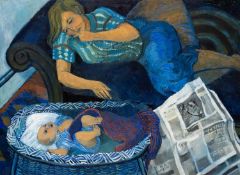 CLAUDIA WILLIAMS oil on canvas - entitled verso 'Waking', signed and dated verso 2007, 58 x 79cms