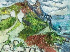 GWILYM PRICHARD mixed media - entitled verso 'Cornwall', signed with initials, 23.5 x 30.5cms