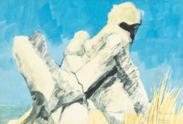 CLAUDIA WILLIAMS watercolour - entitled verso 'At Les Comie, Rock Forms Finistère ', signed and