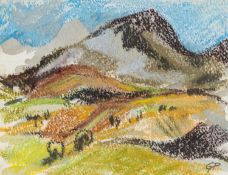 GWILYM PRICHARD pastel and watercolour - Eryri landscape, signed with initials, 13.5 x 18cms