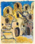 GWILYM PRICHARD mixed media on card - entitled verso 'Ksar Ouled Soltane', fully signed, 31 x 24cms