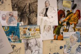 GWILYM PRICHARD / CLAUDIA WILLIAMS portfolio of approx. 40 sketches and drawings, various sizes -