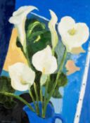 GWILYM PRICHARD oil on canvas - entitled verso 'Lilies in the Studio', fully signed, 72 x 53cms