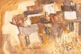 GWILYM PRICHARD mixed media on card - entitled verso 'Portugal', signed, 33.5 x 50.5cms