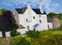 GWILYM PRICHARD oil on canvas - whitewashed farmhouse and grounds, signed, signed and dated verso