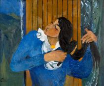 CLAUDIA WILLIAMS oil on canvas - entitled verso 'The Black Hairbrush', signed with initials,