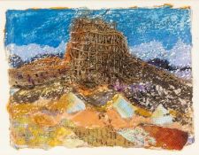 GWILYM PRICHARD mixed media construction on card - semi-abstract landscape, fully signed, 14 x 19cms