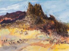 GWILYM PRICHARD mixed media and construction - abstract landscape, fully signed, 28 x 38cms