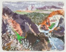GWILYM PRICHARD mixed media on card - entitled verso 'Porth Clais and Sea Mist', signed, 25 x 31cms