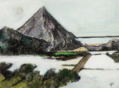 GWILYM PRICHARD mixed media on card - Cornish pyramid signed with initials, 27 x 37cms Auctioneer'