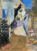 GWILYM PRICHARD mixed media - entitled verso 'Dans La Rue', fully signed, 38 x 28cms Note from the