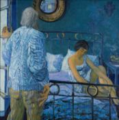 CLAUDIA WILLIAMS oil on board - rare intimate scene of husband and wife, artists Claudia Williams