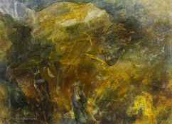 GWILYM PRICHARD mixed media and construction on paper - entitled verso 'Stormy Weather', 55 x 74cms