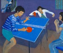 CLAUDIA WILLIAMS oil on canvas - entitled verso 'Table Tennis II', signed and dated verso 2005, 37 x