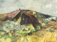 GWILYM PRICHARD mixed media on paper - Parys Mountain, Anglesey, fully signed, 51 x 68cms Note