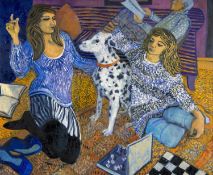 CLAUDIA WILLIAMS oil on canvas - entitled verso 'Winter Evening and Lolly', signed and dated verso