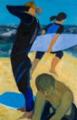 CLAUDIA WILLIAMS oil on canvas - entitled verso 'Surfers', signed, signed and dated verso '97, 90