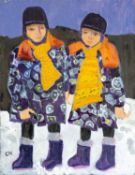 CLAUDIA WILLIAMS oil on canvas - entitled verso 'Twins', signed with initials, signed and dated 2010