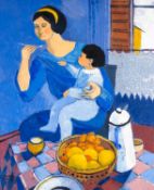 CLAUDIA WILLIAMS oil on canvas - entitled verso 'Breakfast', signed and dated '92 verso, 63 x 52cms