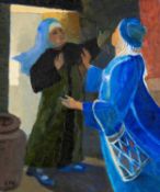 CLAUDIA WILLIAMS oil on canvas - entitled verso 'The Visitation', signed with initials, fully signed