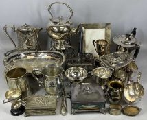 ASSORTED METALWARE / SILVER PLATE, including oval swing-handled dish, photograph frame, tea kettle
