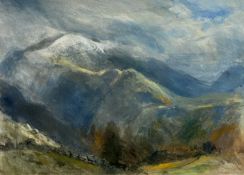 KEITH ANDREW (b. 1947) watercolour - entitled verso 'Snowdon from Dinorwig' on Oriel Tegfryn Gallery