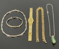 SERGIO VALENTE GOLD-PLATED LADIES' WRISTWATCH, with quartz movement and integral bracelet, along