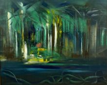 BERYL MAILE (1929-2018) acrylic oil on board - entitled verso 'Rainforest' on Dolphin Gallery label,
