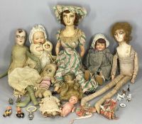 COLELCTION OF VINTAGE DOLLS, including celluloid baby doll, fully clothed, 40cms (l) Provenance: