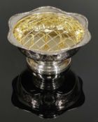 MODERN SILVE ROSE BOWL with gilded interior, Arthur Price & Co., 16cms (diam.), 10ozt, in