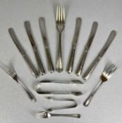 ASSORTED SILVER CUTLERY, including forks and sugar tongs, 6.5ozt, with set of six silver-handled