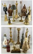 ASSORTED GROUP OF DECORATIVE ITEMS, including pair of composite figural candleholders, 47cms (h),