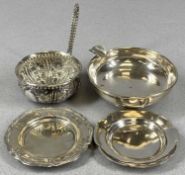 GROUP OF WHITE METAL COLLECTABLES, including circular ash tray marked 'Sterling 0925', 8cms (diam.),