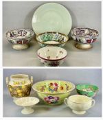 19TH CENTURY ENGLISH CERAMICS ASSORTMENT, including large floral hand-painted bowl, 50cms (diam.),