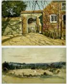 JOHN DOYLE ARWS two watercolours - 'Sunset Over the Itchen Valley', dated 1982, 27 x 38cms, and '