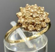 9CT GOLD DIAMOND CLUSTER RING, size Q, 3gms Provenance: private collection Ynys Môn